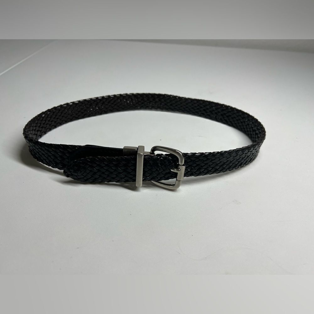 Chaps BONDED LEATHER Braided Reversible Belt SIZE: 22 - 24 BLACK/BROWN